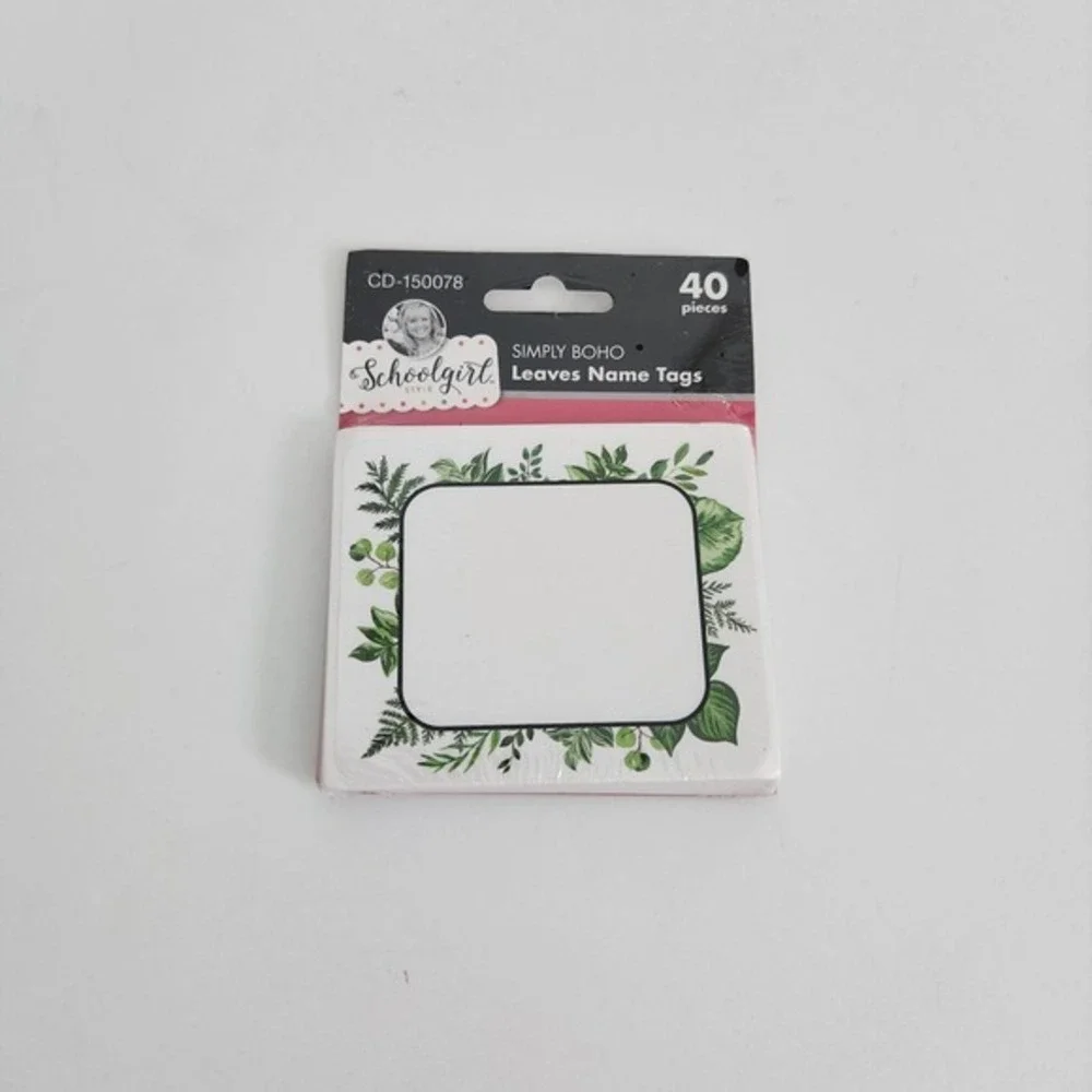 Schoolgirl Style Simply Boho Leaves Name Tags 40ct Greenery Labels CD-150078 NEW